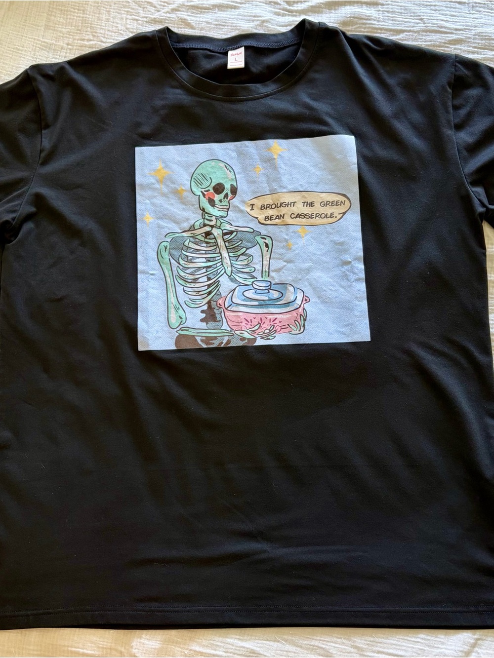 ROMWE Black Tee with Pastel Skeleton Graphic